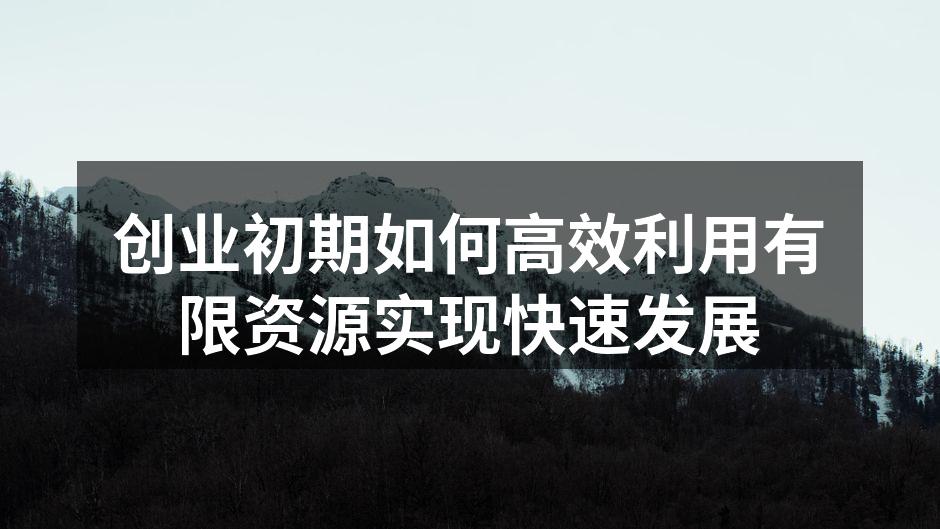 创业初期如何高效利用有限资源实现快速发展